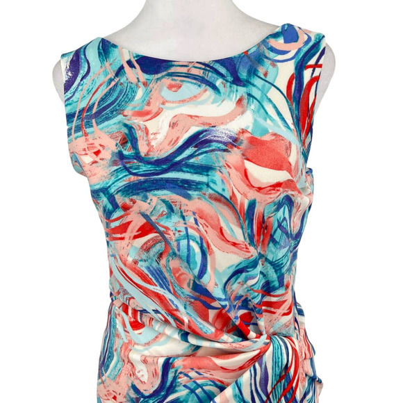 NWT - TAHARI ASL Womens Scuba Crepe Midi Dress Side Knot Sheath - Size 4 - Picture 5 of 15